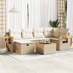 vidaXL Salon de jardin avec coussins 7 Pièces beige résine tressée