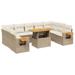 vidaXL Salon de jardin avec coussins 10 Pièces beige résine tressée
