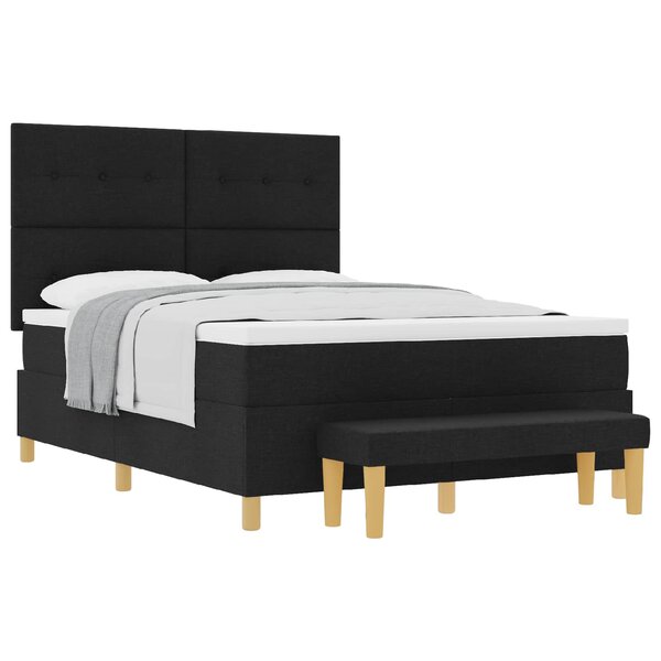 vidaXL Lit à ressorts avec matelas Noir 140 x 200 cm tissu