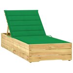 vidaXL Chaise longue avec coussin vert Bois de pin imprégné