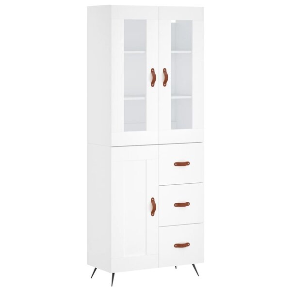 vidaXL Buffet haut Blanc 69 5x34x180 cm Bois d'ingénierie