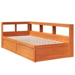 vidaXL Lit bibliothèque sans matelas cire marron 75x190 cm pin massif