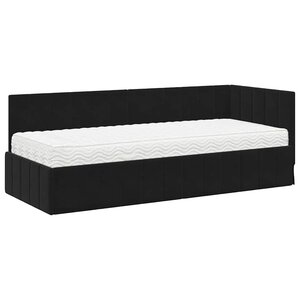 vidaXL Cadre de lit d'angle avec matelas Noir 80 x 200 cm Velours