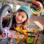 Lego 60293 city l'aire d'entraînement des cascadeurs  rampes  cage araignées et moto rétrofriction  jouet pour enfants +5 ans