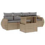 vidaXL Salon de jardin avec coussins 5 Pièces beige résine tressée