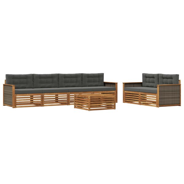 vidaXL Ensemble de canapés d'extérieur 7 pc Naturel et Anthracite