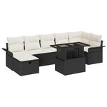 vidaXL Ensemble de canapé de jardin 8 pièces avec coussins noir en poly rattan
