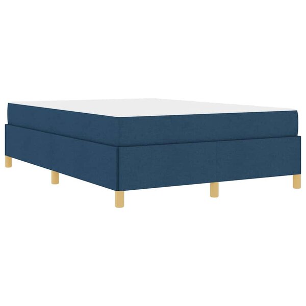 vidaXL Lit à ressorts avec matelas Bleu et Blanc 140 x 190 cm tissu
