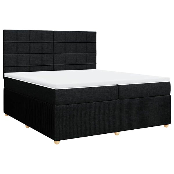 vidaXL Sommier à lattes de lit avec matelas Noir 200x200 cm Tissu