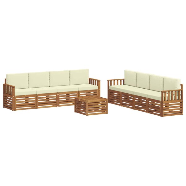 vidaXL Ensemble de canapés d'extérieur 9 pc Naturel et Crème