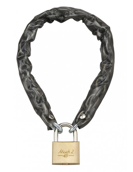 THIRARD - Chaîne acier cémenté zingué à clé Loops  vélo  barrières  Ø 6mm  0.6m  gaine PVC  cadenas 45mm  2 clés