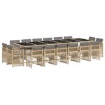 vidaXL Ensemble à manger de jardin et coussins 17 Pièces mélange beige