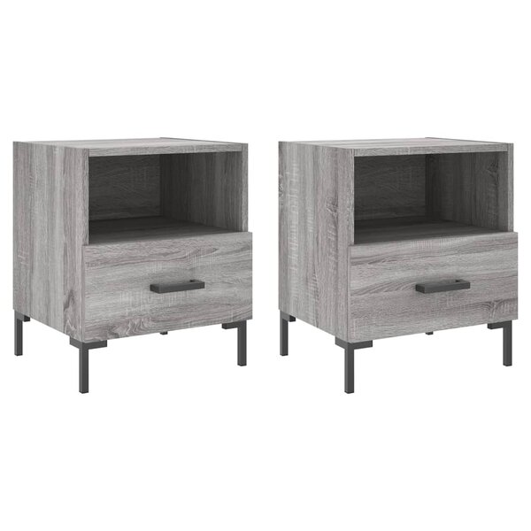 vidaXL Tables de chevet 2 Pièces sonoma gris 40x35x47 5 cm