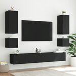 vidaXL Meuble TV mural avec lumières LED noir 100x35x31 cm