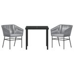 vidaXL Ensemble de salle à manger de jardin 3 pièces avec coussins en poly rattan gris