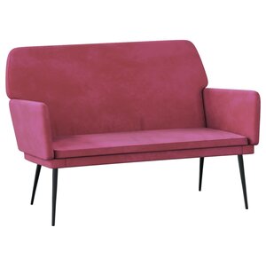 Banc banquette rouge bordeaux 108 x 79 x 79 cm velours 02_0010573