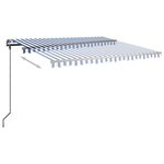 vidaXL Auvent manuel rétractable sur pied 450x300 cm Bleu et blanc