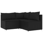 vidaXL Salon de jardin 3 Pièces avec coussins Noir Résine tressée