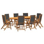 vidaXL Ensemble à manger de jardin 9Pièces bois d'acacia solide textilène