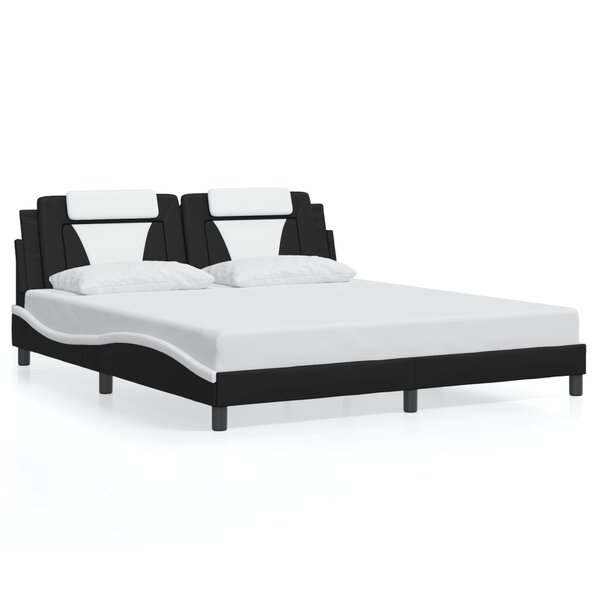vidaXL Cadre de lit sans matelas noir et blanc 180x200 cm similicuir