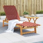 vidaXL Chaises longues rouge bois d'acacia solide et tissu