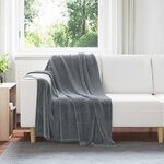 vidaXL Jeté Gris foncé 130 x 150 cm Toison