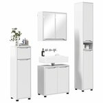 vidaXL Ensemble de mobilier de salle de bain 4 Pièces Blanc brillant