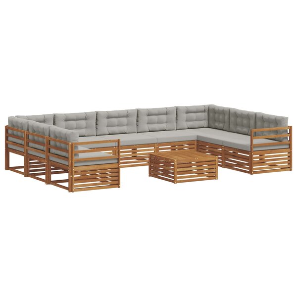 vidaXL Ensemble de canapés d'extérieur 10 pc Gris Naturel et Clair