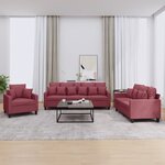 vidaXL Ensemble de canapés 3 Pièces avec coussins rouge bordeaux tissu