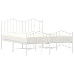 vidaXL Cadre de lit métal sans matelas et pied de lit blanc 140x190 cm