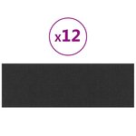 vidaXL Panneaux muraux 12 Pièces Noir 90x30 cm Tissu 3 24 m²
