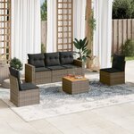 vidaXL Salon de jardin 6 Pièces avec coussins gris résine tressée