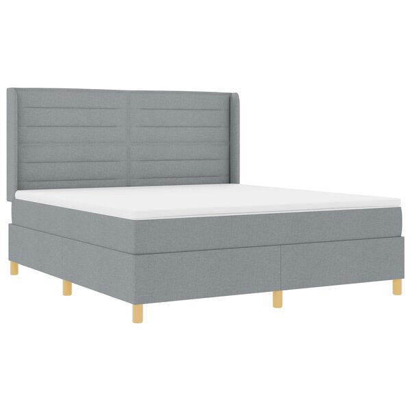 Lit Box Spring avec Matelas Gris Clair 180x200 cm Tissu