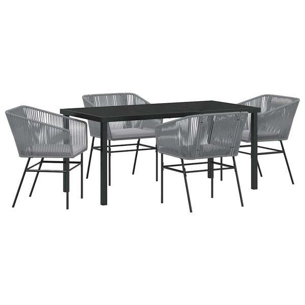 vidaXL Ensemble de salle à manger pour jardin avec coussin 5 Pièces Gris