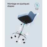 Fauteuil de bureau chaise pivotanteconfortable siège ergonomique réglable en hauteur charge 120 kg cadre enacier tissu imitation lin pour bureau bleu 12_0005884