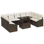 vidaXL Ensemble de canapé de jardin Réglable 10 Pièces Marron et Crème