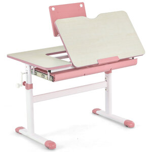 Bureau enfants réglable 80 x 51 5 x 51-73 cm support livre inclinable finition mate design moderne en métal rose 20_0014966
