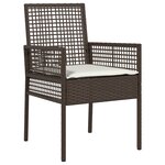 Ensemble de Salle à Manger de Jardin en 5 Pièces avec Coussins en Poly Rattan Marron