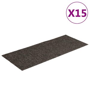 vidaXL Tapis d'escalier autocollants 15 pièces 60 x 25 cm Anthracite Rectangulaire