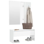 vidaXL Ensemble de meubles de couloir Blanc brillant Bois d'ingénierie
