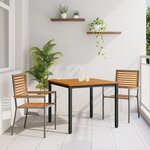 Ensemble de salle à manger de jardin vidaXL 3 pièces en poly rattan gris et bois d'acacia