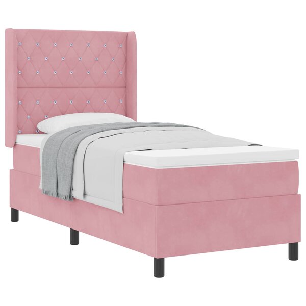 vidaXL Lit à ressorts avec matelas Rose 100 x 200 cm Velours