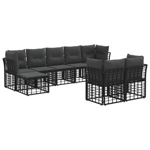 vidaXL Ensemble de canapés d'extérieur Noir et Gris foncé Polyester