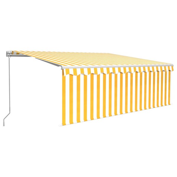 vidaXL Auvent manuel rétractable avec store et LED 4x3m Jaune et blanc