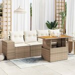 vidaXL Salon de jardin avec coussins 5 Pièces beige résine tressée