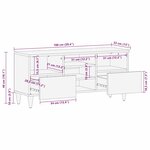 vidaXL Meuble TV Noir et or 100 x 33 x 46 cm bois de manguier massif