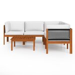 Salon de jardin meuble d'extérieur ensemble de mobilier 6 pièces avec coussins crème bois d'acacia solide 02_0016750