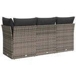 vidaXL Canapé de jardin avec coussins 3 places gris résine tressée