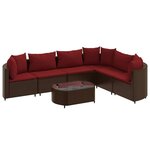 vidaXL Salon de jardin avec coussins 7 Pièces marron résine tressée
