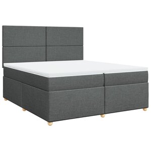 vidaXL Sommier à lattes de lit avec matelas Gris foncé 200x200cm Tissu